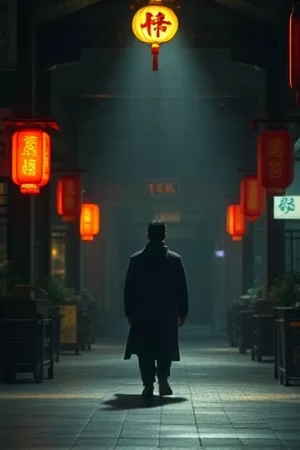 《山雨将至》海报,雨中山路与车灯长曝
